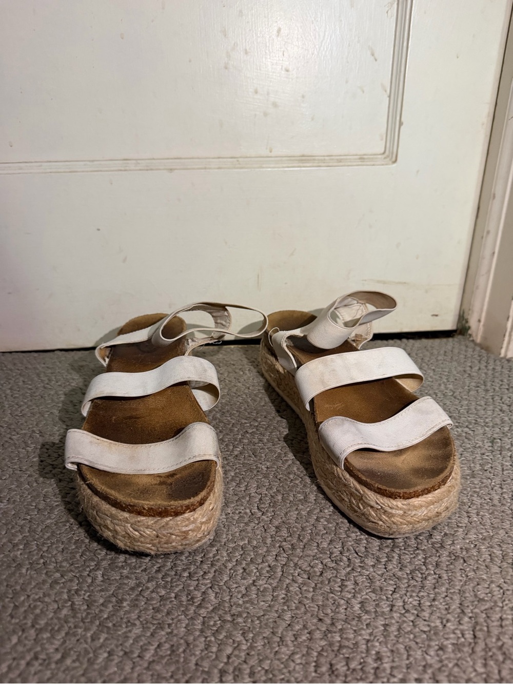 Steve Madden White Three-Strap Platform Sandals